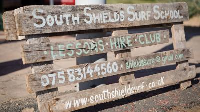 South Shields Surf School sign