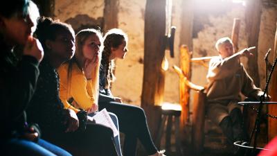 Jarrow Hall (students in reconstructed building)